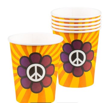 Hippie Becher Peace, 6 Stück