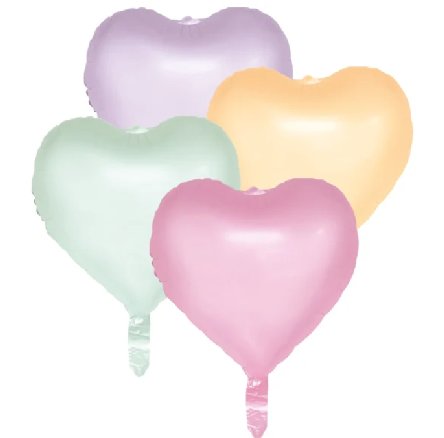 Folienballon Herzen,pastell, 4 Stück