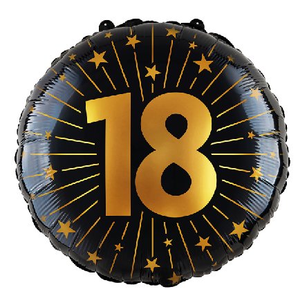 Folienballon Zahl 18 - gold/schwarz Folienballon Zahl 18 - gold/schwarz