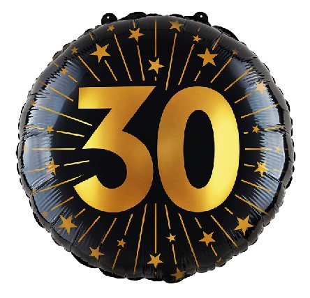Folienballon Zahl 30 - gold/schwarz Folienballon Zahl 30 - gold/schwarz