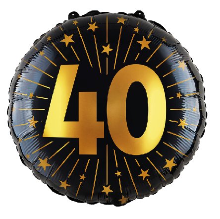 Folienballon Zahl 40 - gold/schwarz