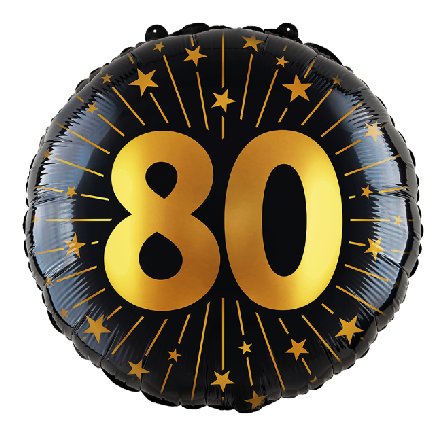 Folienballon Zahl 80 - gold/schwarz