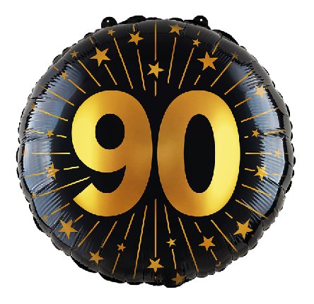 Folienballon Zahl 90 - gold/schwarz