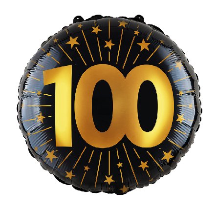 Folienballon Zahl 100 - gold/schwarz Folienballon Zahl 100 - gold/schwarz