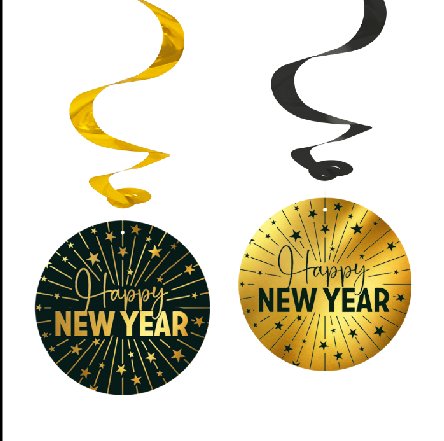 Silvester Girlanden, 4 Stück gold/schwarz Silvester Girlanden, 4 Stück gold/schwarz