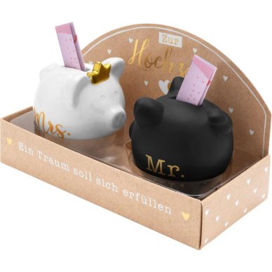 Sparschwein-Set Motiv Mrs. und Mr.