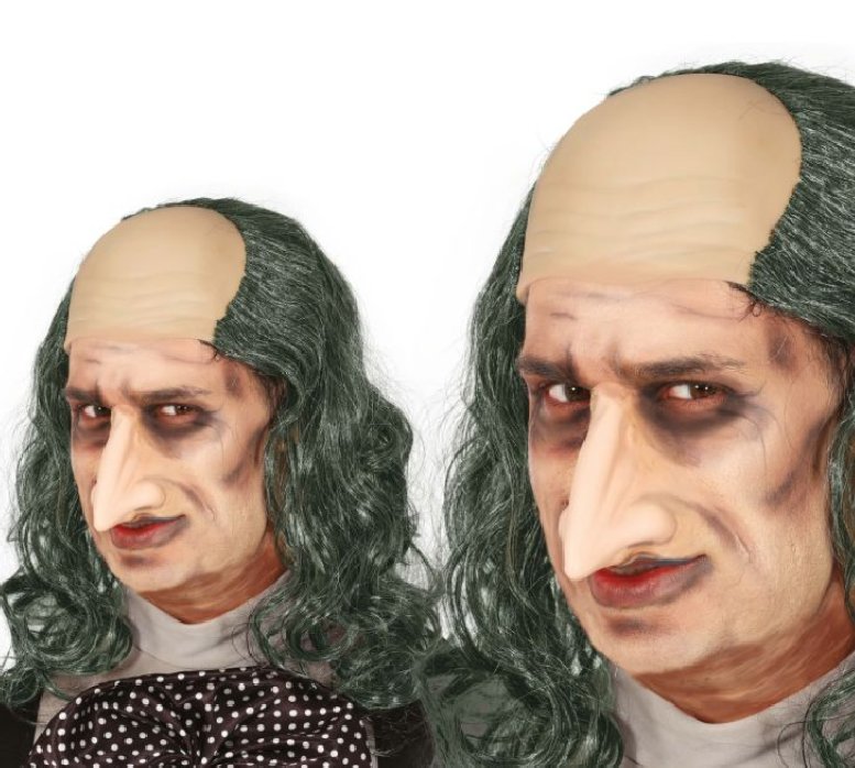 Glatze mit Perücke und grauem Haar Glatze mit Perücke und grauem Haar