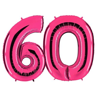 Ballon als Riesenzahl 60 in pink