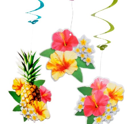 Hawaii Paradie Swirl Girlanden, 3 Stück