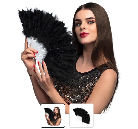 Fächer schwarz, Flapper mit Federn
