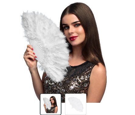 Fächer weiß, Flapper mit Federn