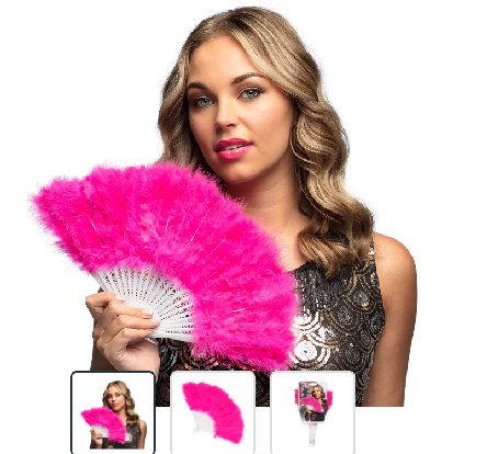 Fächer pink, Flapper mit Federn