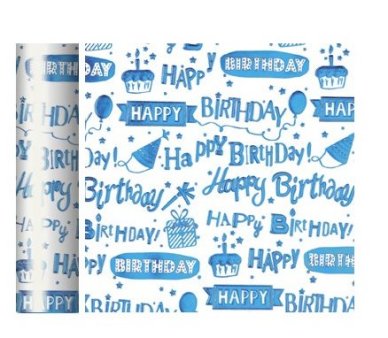 Geschenkpapier Happy Birthday, blau