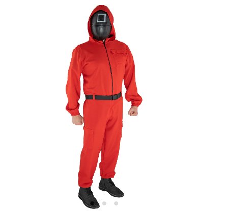 Jumpsuit rot mit Maske, L Jumpsuit rot mit Maske, L