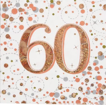 Servietten Zahl 60, rose/gold Servietten Zahl 60, rose/gold