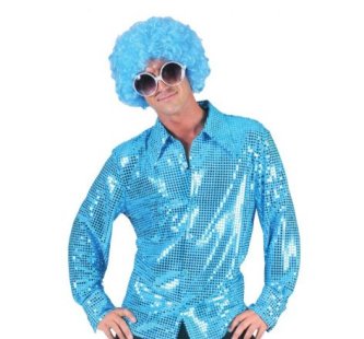 Disco Glitter Hemd, türkis 52/54