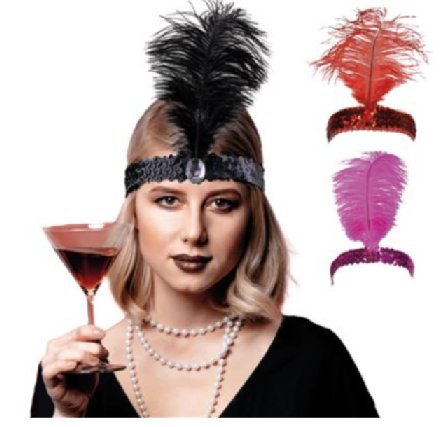 Stirnband mit Feder, rot Stirnband mit Feder, rot