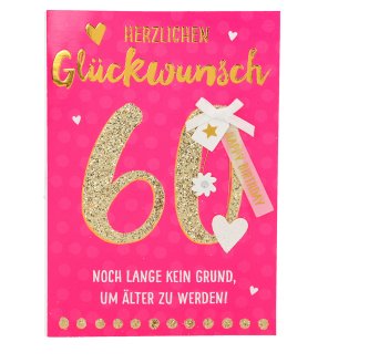 Karte zum 60. Geburtstag - 100% Glitzer