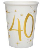 Becher in weiß mit Zahl 40, gold