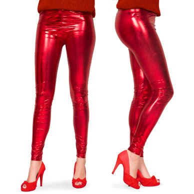 Leggings Metallic-Look Rot - Größe S-M