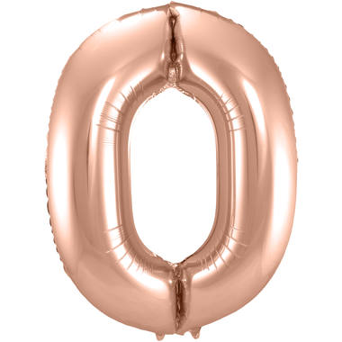 Rosegold Folienballon Zahl 0 - Maße: 86 cm