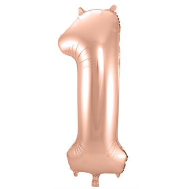 Rosegold Folienballon Zahl 1 - Maße: 86 cm