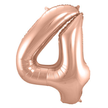 Rosegold Folienballon Zahl 4 - Maße: 86 cm