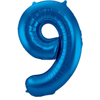 Folienballon Zahl 9 Blau - 86 cm