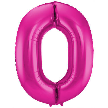 Magenta Folienballon Zahl 0 - Maße: 86 cm