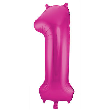 Magenta Folienballon Zahl 1 - Maße: 86 cm