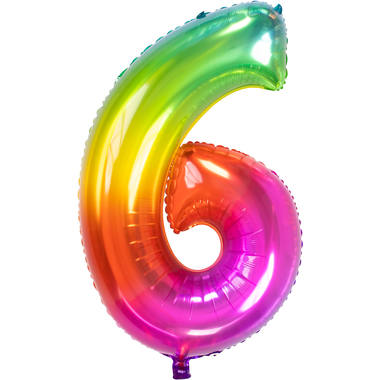 Folienballon Yummy Gummy Rainbow Zahl 6