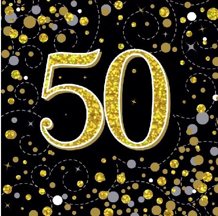 Servietten Sparkling Holo zum 50.Geburtstag Servietten Sparkling Holo zum 50.Geburtstag