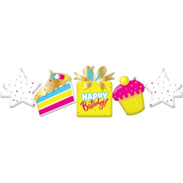 Folienballon Girlande Happy Birthday - 2 Stück