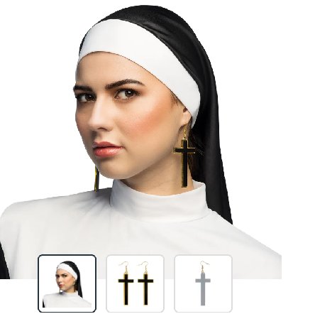 Ohrringe Nonne, schwarzes Kreuz