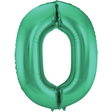 Folienballon Grün Metallic Zahl 0