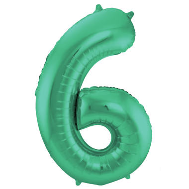 Folienballon Grün Metallic Zahl 6