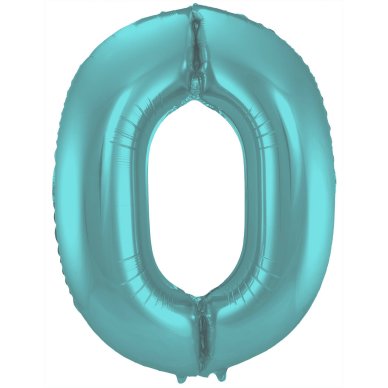 Folienballon Zahl 0 - Pastell Aqua Metallic