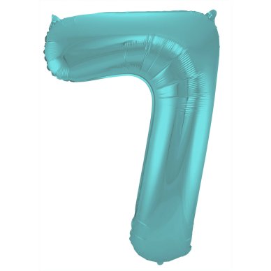 Folienballon Zahl 7 - Pastell Aqua Metallic