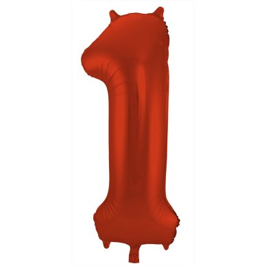 Folienballon Zahl 1 Rot Metallic Matt - 86 cm