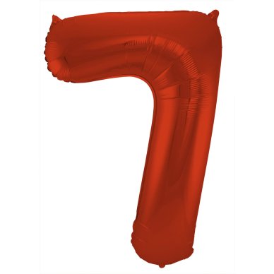 Folienballon Zahl 7 Rot Metallic Matt - 86 cm