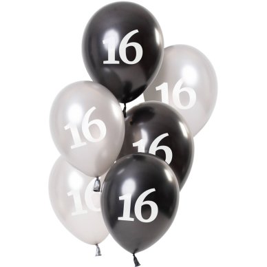 Ballons Glossy 16 Jahre, schwarz