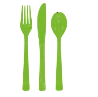 Plastikbesteck, 18 Stück, limette