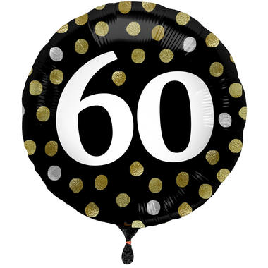Ballon Glossy Happy Birthday 60, schwarz