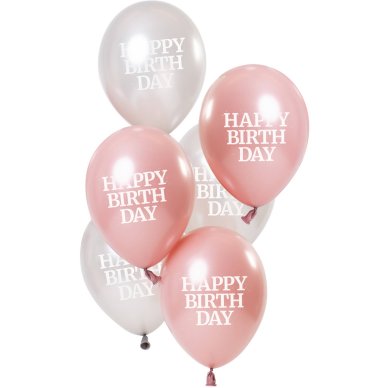 Ballons Glossy Happy Birthday, altrosa