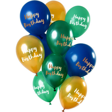 Ballons Happy Birthday grün/gold/blau