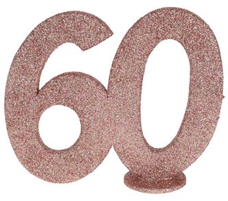 Glitter Geburtstagszahl 60, rosegold