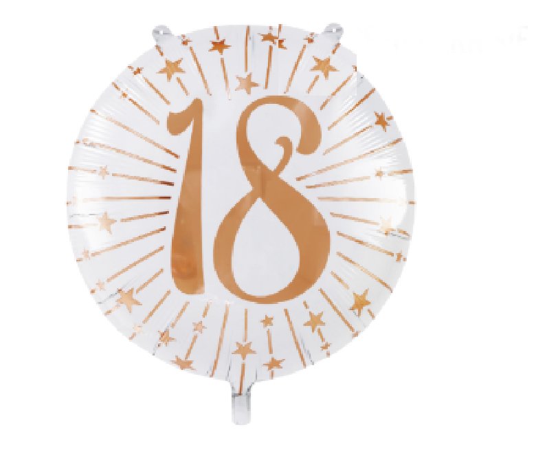 Folienballon Zahl 18, weiß/rosegold, 71 cm Folienballon Zahl 18, weiß/rosegold, 71 cm