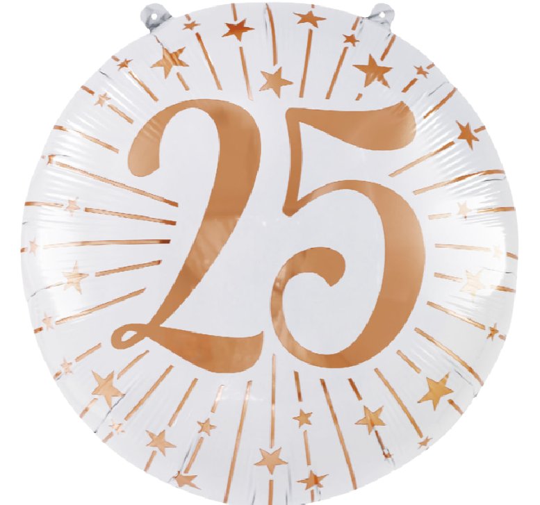 Folienballon Zahl 25, weiß/rosegold, 71 cm Folienballon Zahl 25, weiß/rosegold, 71 cm