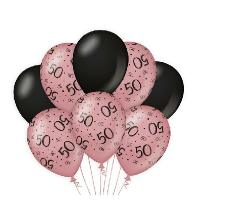 Luftballons mit Zahl 50, schwarz/rose Luftballons mit Zahl 50, schwarz/rose
