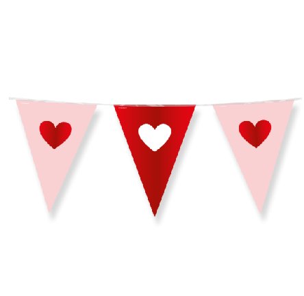 Wimpelkette mit Herzen, 10m Wimpelkette mit Herzen, 10m